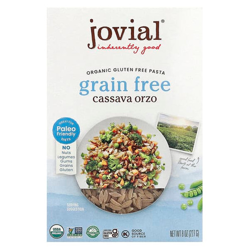 <img alt="Jovial, Organic Gluten Free Pasta, Cassava Orzo, 8 oz (227 g)" title="Jovial, Organic Gluten Free Pasta, Cassava Orzo, 8 oz (227 g),815421011937"