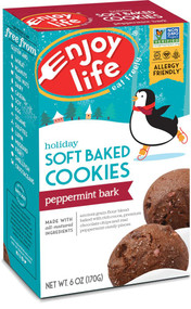 3 PACK OF Enjoy Life Holiday Soft Baked Cookies Peppermint Bark -- 6 oz