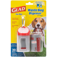 3 PACK OF Glad For Pets Waste Bag Dispenser with Unscented Bags -- 30 Bags