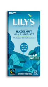 3 PACK OF Lilys Sweets Milk Chocolate Bar 40% Cacao Hazelnut -- 2.8 oz