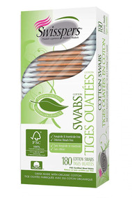 3 PACK OF Swisspers Cotton Swab Organic Wood Stick -- 180 Swabs