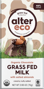 3 PACK OF Alter Eco Organic Grass Fed Milk Chocolate With Salted Almonds -- 2.65 oz