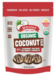 3 PACK OF Jennies Organic Coconut Bites with Goji and Chia -- 5.25 oz