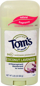 3 PACK OF Toms of Maine Womens Antiperspirant Natural Deodorant Stick for Women Coconut Lavender -- 2.25 oz