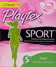 3 PACK OF Playtex Sport Super Absorbency Tampons Unscented -- 18 Tampons