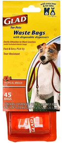 3 PACK OF Glad For Pets Disposable Waste Bags with Dispenser -- 45 Bags