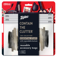 3 PACK OF Ziploc Chic Collection Essential Stuff -- 5 Bags