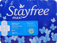 3 PACK OF Stayfree Maxi Regular Pads With Wings -- 36 Pads
