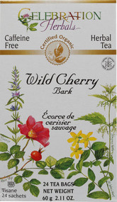 3 PACK OF Celebration Herbals Organic Wild Cherry Bark Tea Caffeine -- 24 Herbal Tea Bags