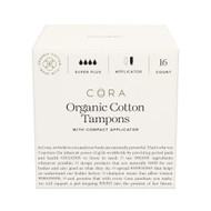 3 PACK OF Cora Organic Cotton Tampons Super Plus -- 16 Tampons