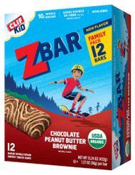 Clif Kid ZBar Chocolate Peanut Butter Brownie -- 12 Bars