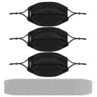 al-SHIELDS PSKU-1 Kids Unisex Set of 3 Cotton Jersey Sporty Pleated Fabric Face Masks with 10 Pieces of PM 2.5 Filters -- 1 Set of 3