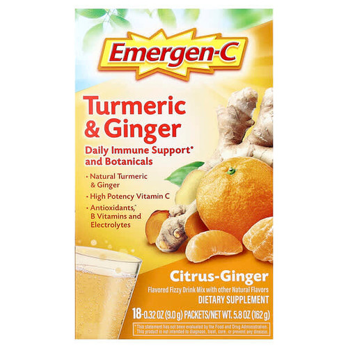 <img alt="Emergen-C, Turmeric & Ginger, Citrus-Ginger, 18 Packets, 0.32 oz (9 g) Each" title="Emergen-C, Turmeric & Ginger, Citrus-Ginger, 18 Packets, 0.32 oz (9 g) Each,076314390915"