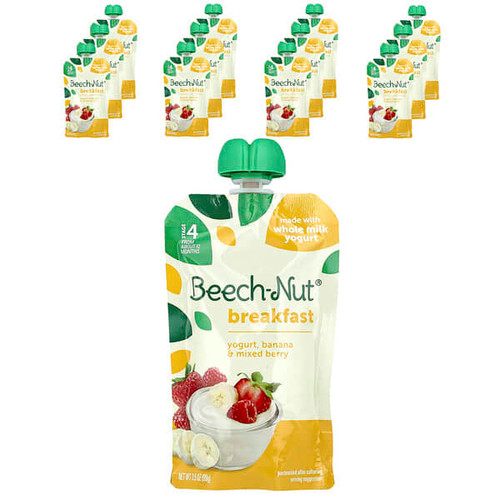 <img alt="Beech-Nut, Breakfast, 12+ Months, Yogurt, Banana & Mixed Berry, 12 Pouches, 3.5 oz (99 g) Each" title="Beech-Nut, Breakfast, 12+ Months, Yogurt, Banana & Mixed Berry, 12 Pouches, 3.5 oz (99 g) Each,10052200011123"