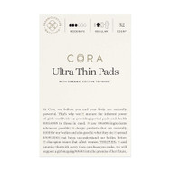 Cora Organic Cotton Topsheet Ultra Thin Period Pads Regular -- 32 Pads