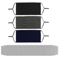 al-SHIELDS PSAU-4 Adult Unisex Set of 6 Cotton Jersey Pleated Fabric Face Masks with 10 Pieces of PM 2.5 filters -- 1 Set of 6