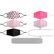 al-SHIELDS PSG-2 Girls Set of 5 Pieces of Cotton Twill Smooth Fit Fabric Face Masks With 1 Mask and 10 Pieces of Pm 2.5 Filters -- 6 Masks