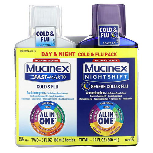 <img alt="Mucinex, Day & Night Cold & Flu Pack, Maximum Strength, For Ages 12+, 2 Bottles, 6 fl oz (180 ml) Each" title="Mucinex, Day & Night Cold & Flu Pack, Maximum Strength, For Ages 12+, 2 Bottles, 6 fl oz (180 ml) Each,363824995151"