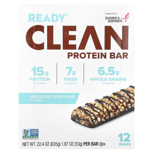 <img alt="Ready, Clean Protein Bar, Dark Chocolate Coconut Almond, 12 Bars, 1.87 oz (53 g) Each" title="Ready, Clean Protein Bar, Dark Chocolate Coconut Almond, 12 Bars, 1.87 oz (53 g) Each,847644006520"