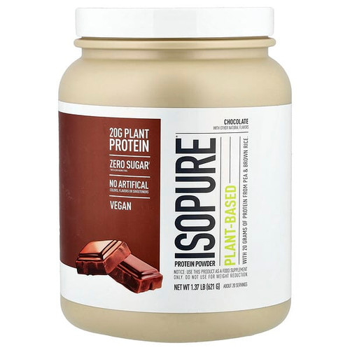 <img alt="Isopure, Plant-Based Protein Powder, Chocolate, 1.37 lb (621 g)" title="Isopure, Plant-Based Protein Powder, Chocolate, 1.37 lb (621 g),089094025434"
