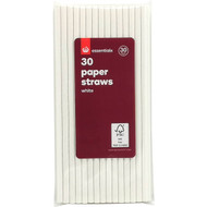5 PACK of Essentials Paper Straws White 30 pack