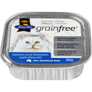 5 PACK of Fussy Cat Vip Grain Free Salmon & Whitefish With Olive Oil 85g