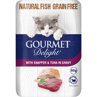 5 PACK of Gourmet Delight With Snapper & Tuna In Gravy 80g