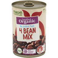 5 PACK of Macro Organic 4 Bean Mix No Added Salt 420g