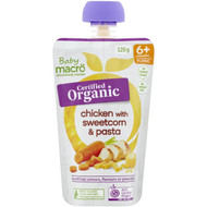 5 PACK of Macro Organic 6 Months+ Chicken With Sweetcorn & Pasta 120g