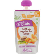 5 PACK of Macro Organic 6 Months+ Beef With Vegetables & Rice 120g