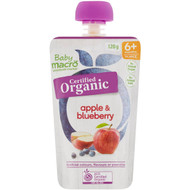 5 PACK of Macro Baby Organic 6 Months+ Apple & Blueberry 120g