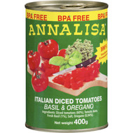 5 PACK of Annalisa Diced Tomatoes Basil & Oregano 400G