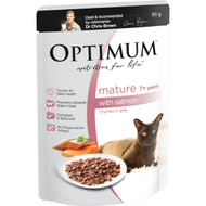 5 PACK of Optimum Vitality Salmon Chunks In Jelly Adult Wet Cat Food 85g