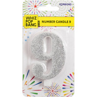 5 PACK of Korbond Party Candle Metallics Number 9 19g