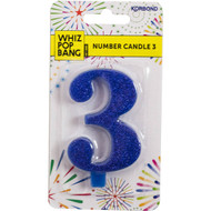 5 PACK of Korbond Party Candle Metallics Number 3 19g