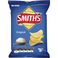 5 PACK of Smith's Crinkle Cut Potato Chips Original 60g