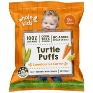 5 PACK of Whole Kids Organic Wholegrain Turtle Puffs Sweetcorn & Carrot 10g