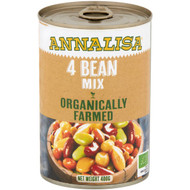 5 PACK of Annalisa Organically Farmed 4 Bean Mix 400g