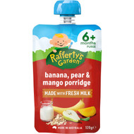 5 PACK of Rafferty's Garden Ready To Eat Porridge 6 Months Pear Banana & Mango 120g