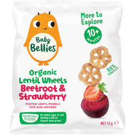 5 PACK of Baby Bellies Organic Lentil Wheels Beetroot & Strawberry 12g