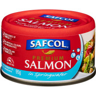 5 PACK of Safcol Salmon Atlantic Spring Water 95g