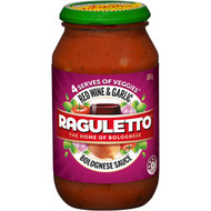 5 PACK of Raguletto Pasta Sauce Red Wine Garlic 500g