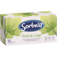 5 PACK of Sorbent Facial Tissues Thick & Large White 95pk