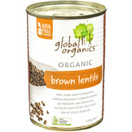 5 PACK of Global Organics Organic Brown Lentils 400g