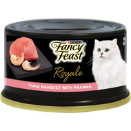 5 PACK of Fancy Feast Royale Adult Cat Food Tuna Whole Prawn 85g