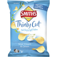 5 PACK of Smith's Thinly Cut Potato Chips Sour Cream & Onion Share Pack 175g