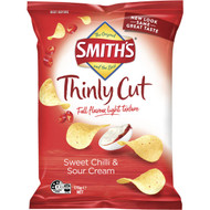 5 PACK of Smith's Thinly Cut Potato Chips Sweet Chilli & Sour Cream 175g
