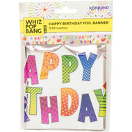 5 PACK of Korbond Party Banner Happy Birthday Foil 3.65 Meters 14g