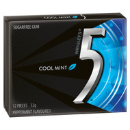 5 PACK of Wrigley's 5 Gum Cool Mint Stick Sugarfree 32g