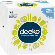 5 PACK of Deeko Extra Thick Serviette 1ply 75 pack